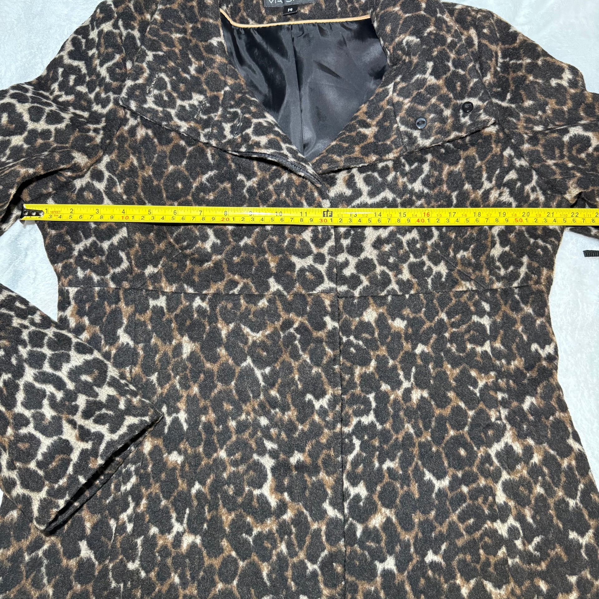 Via Spiga Leopard Print Wool Blend Walker Coat Sz 14 6