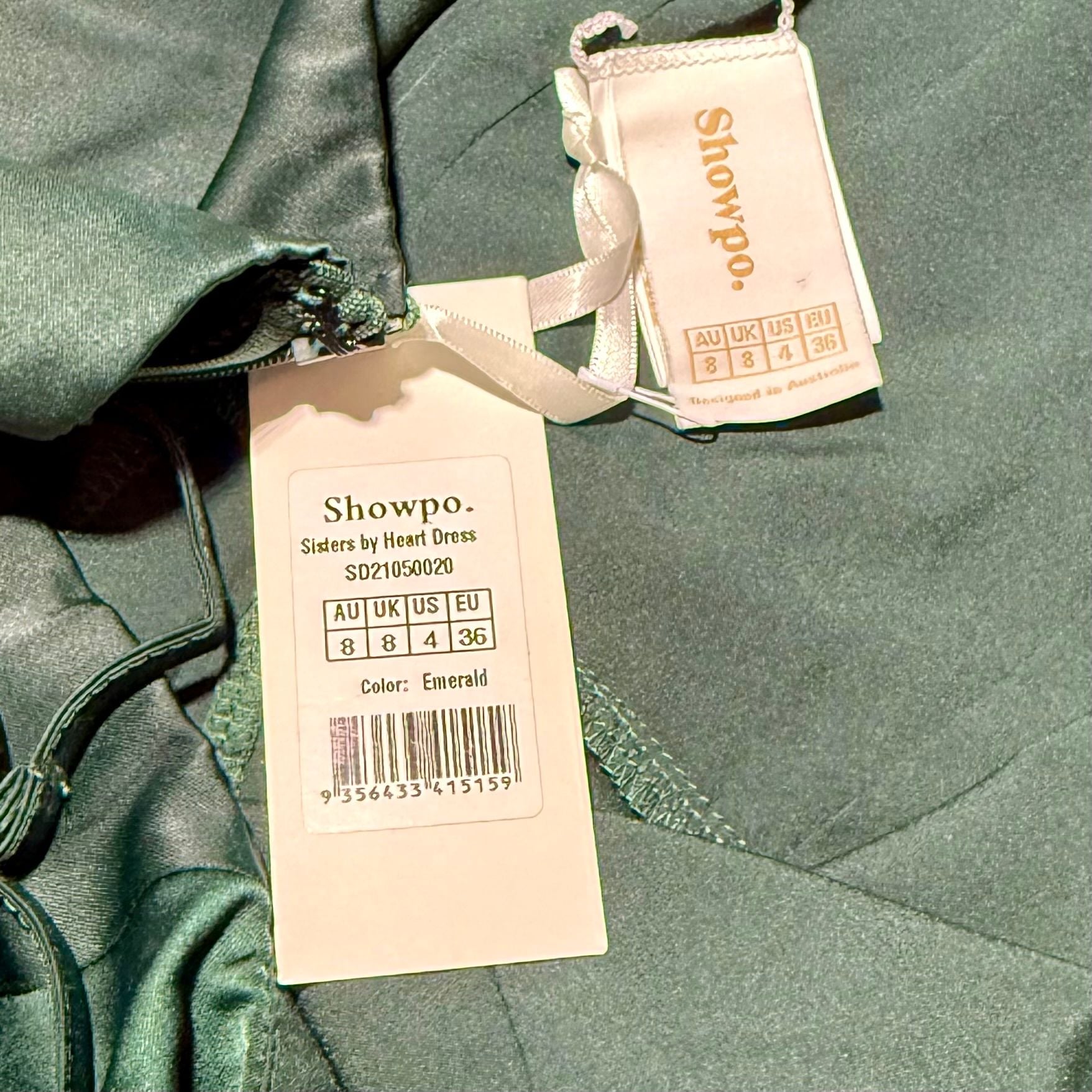 Showpo. Sisters by Heart Asymmetrical Dress In Emerald Sz 4 US 6