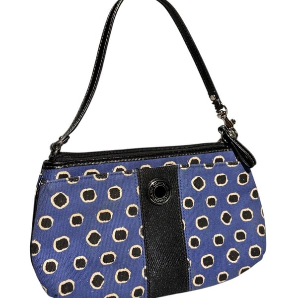 Coach Wristlet 10 Pockets Blue & Black Dot Large Top-Zipper Mini Handbag Women’s OS