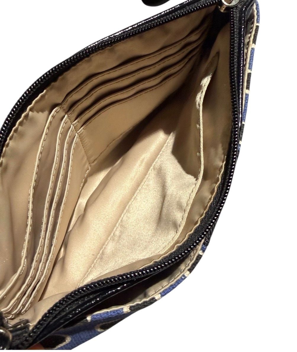 Coach Wristlet 10 Pockets Blue & Black Dot Large Top-Zipper Mini Handbag Women’s OS 11