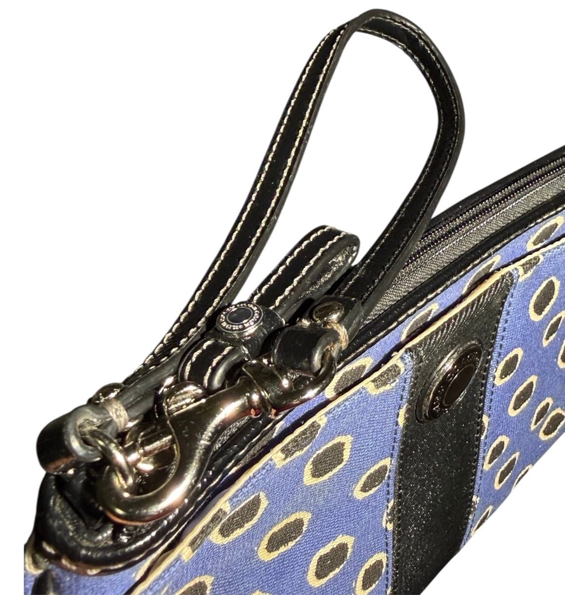 Coach Wristlet 10 Pockets Blue & Black Dot Large Top-Zipper Mini Handbag Women’s OS 12