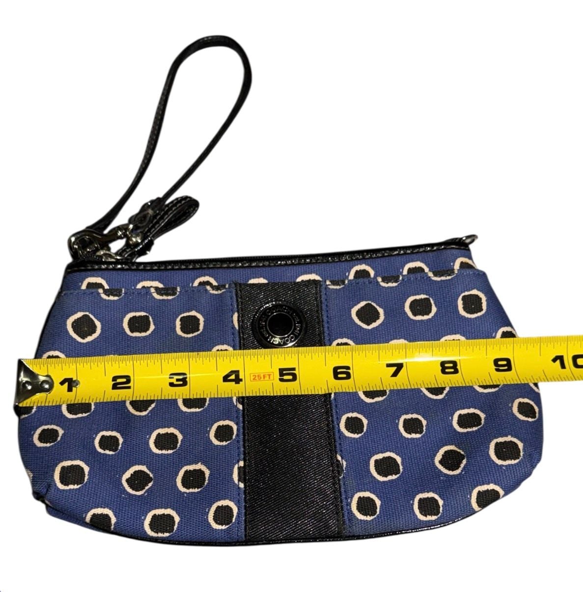 Coach Wristlet 10 Pockets Blue & Black Dot Large Top-Zipper Mini Handbag Women’s OS 13
