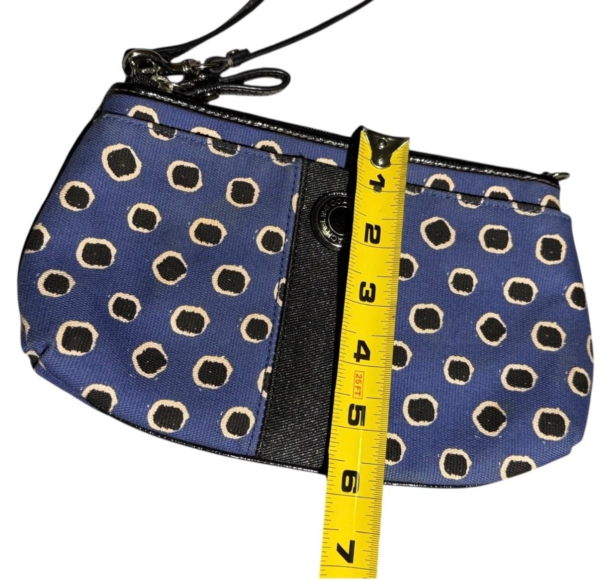 Coach Wristlet 10 Pockets Blue & Black Dot Large Top-Zipper Mini Handbag Women’s OS 14