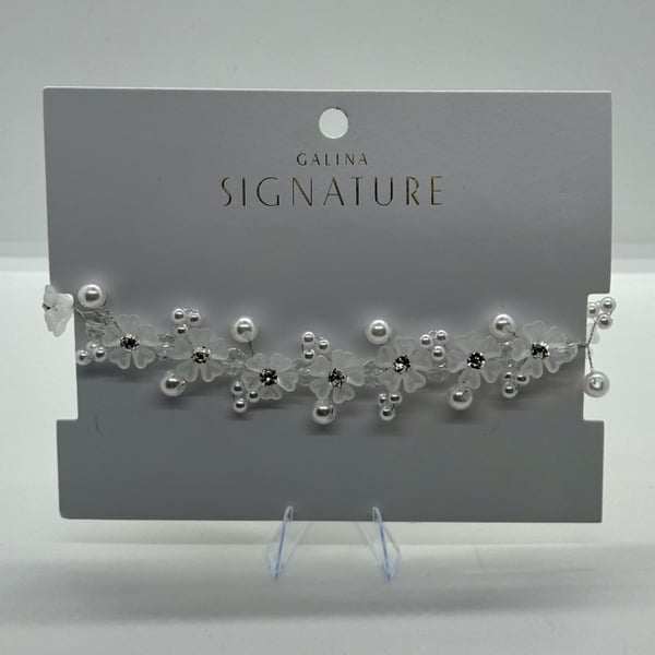 Galina Signature Bridal Communion Hair Vine Faux Pearls Rhinestones Headband