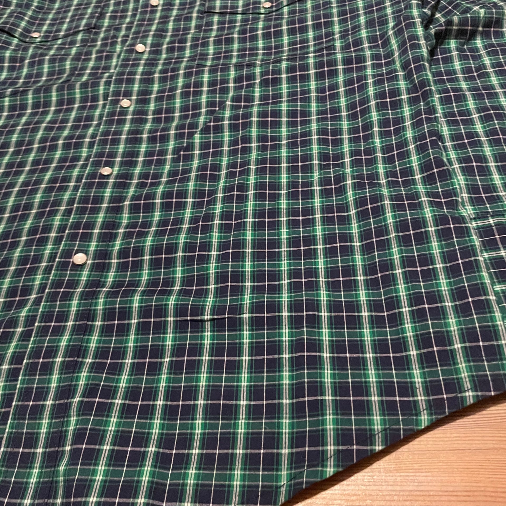 Wrangler Green Plaid Pearl Snap Western Long Sleeve Shirt 2