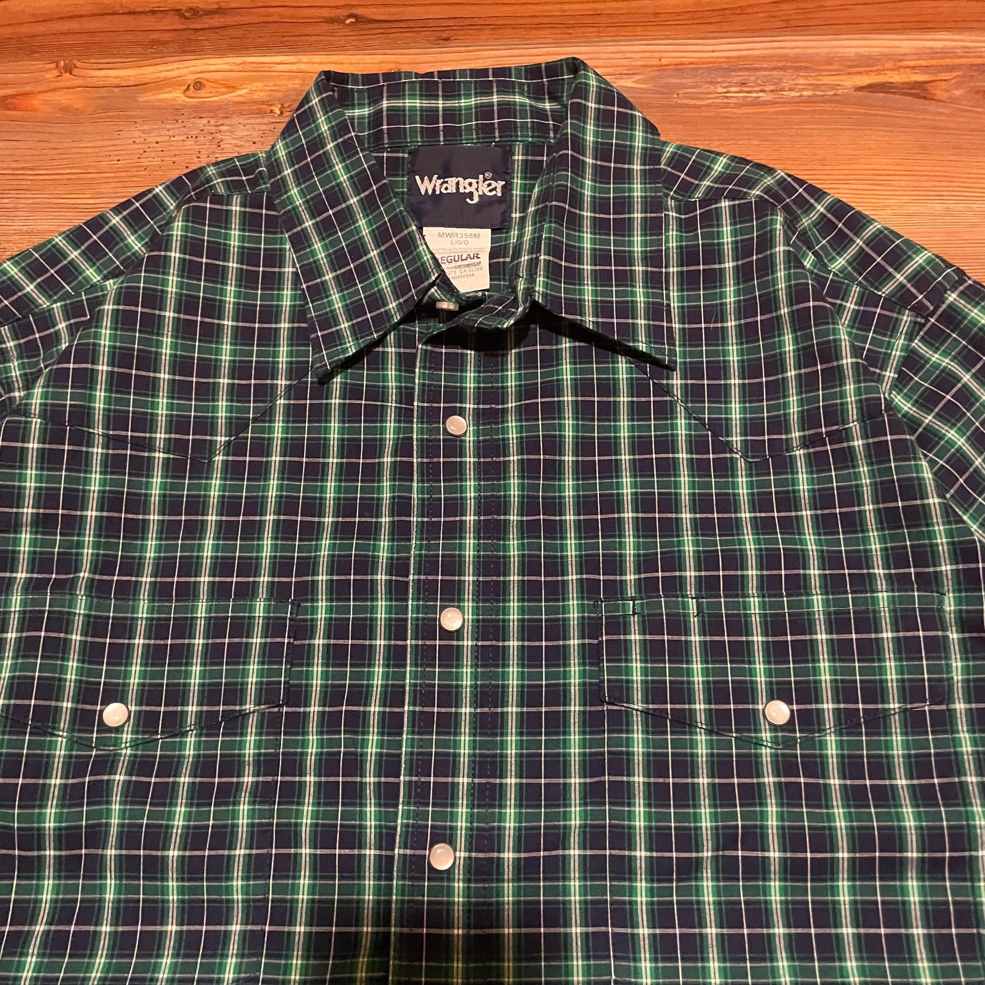 Wrangler Green Plaid Pearl Snap Western Long Sleeve Shirt 3