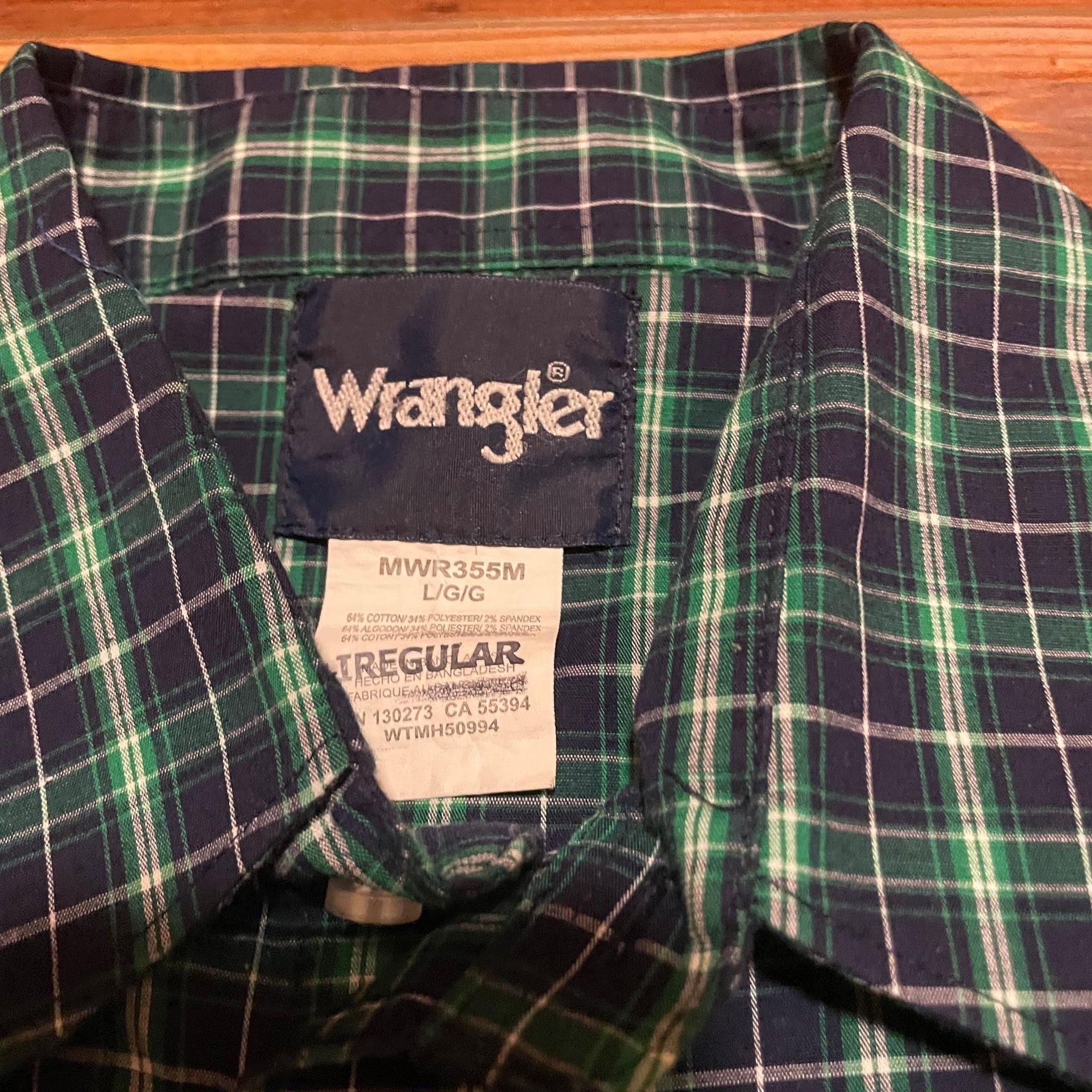Wrangler Green Plaid Pearl Snap Western Long Sleeve Shirt 4