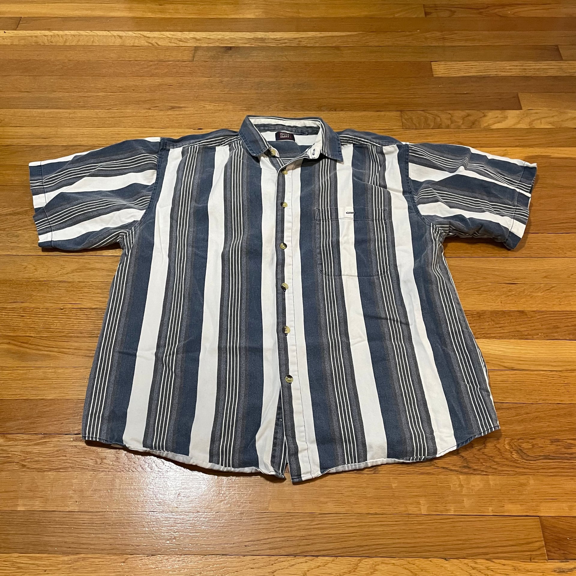 Vintage Faded Glory Men's Striped Button Down Short Sleeve Shirt 2XL 2