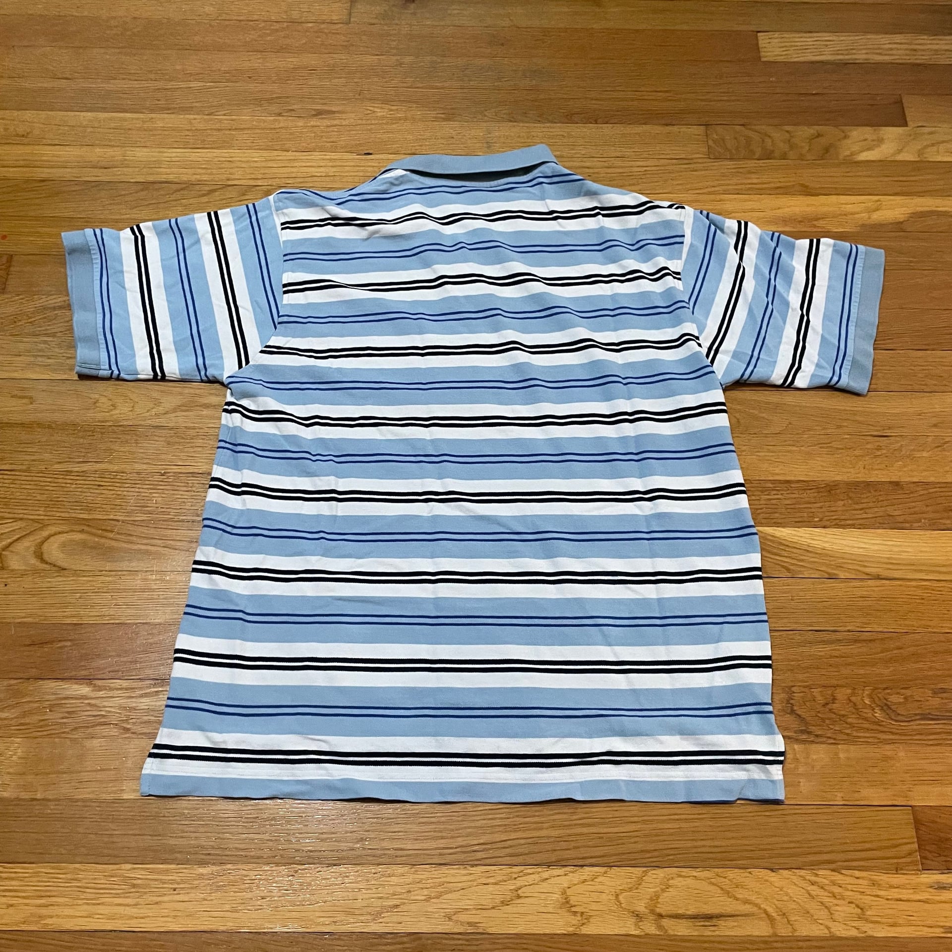 Aeropostale Y2K Men's Blue Striped Short Sleeve skater Polo Shirt XL 3