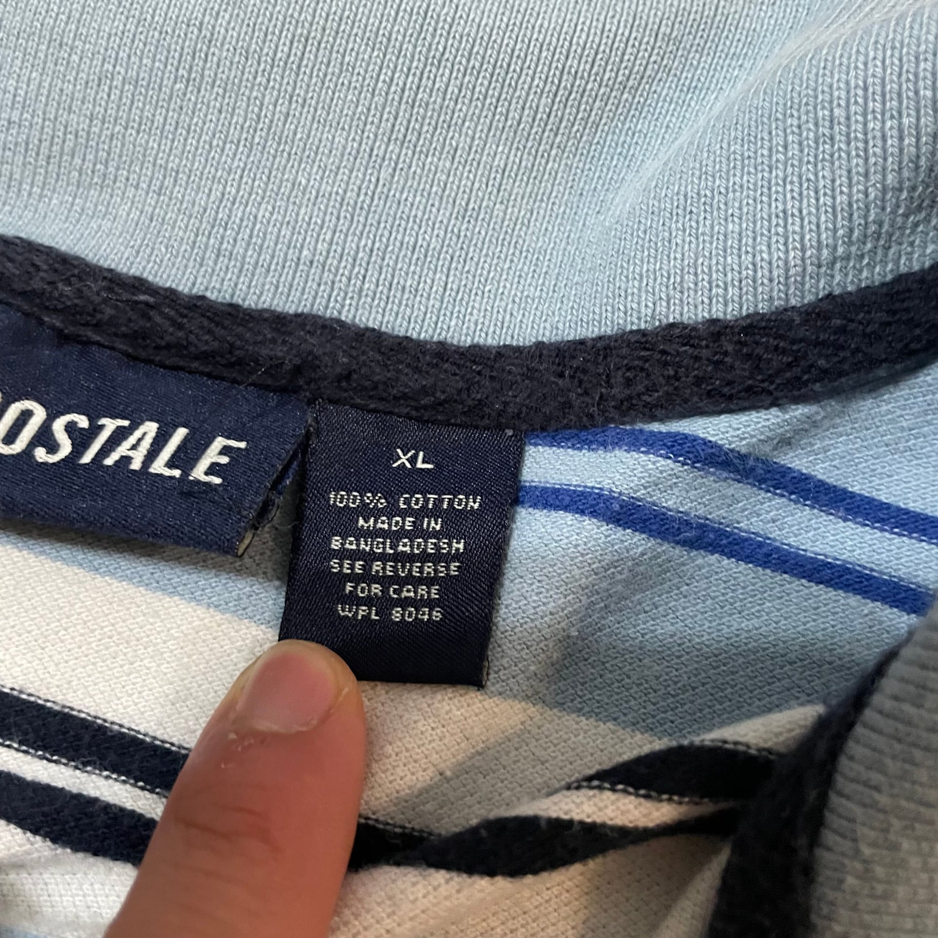 Aeropostale Y2K Men's Blue Striped Short Sleeve skater Polo Shirt XL 4
