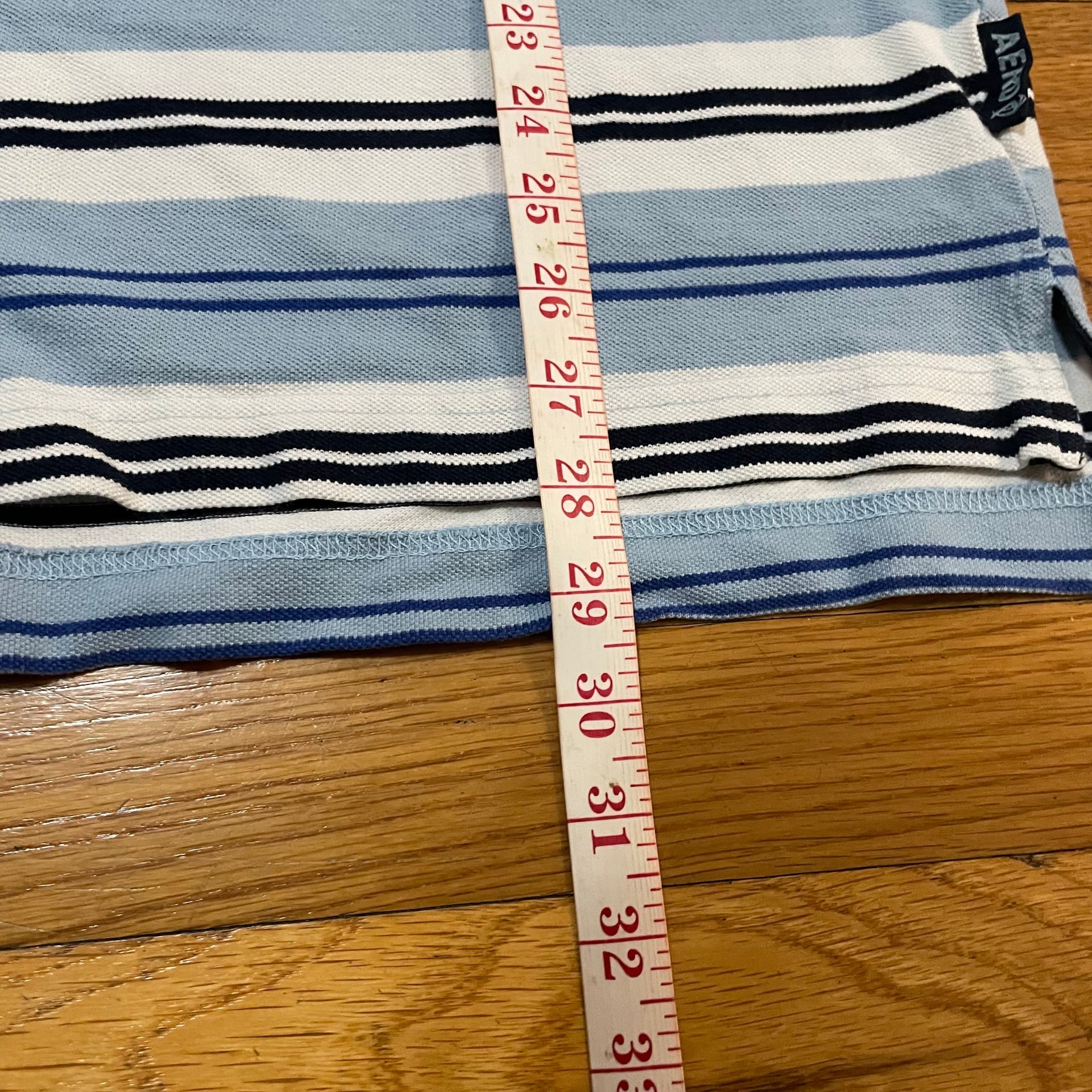 Aeropostale Y2K Men's Blue Striped Short Sleeve skater Polo Shirt XL 6