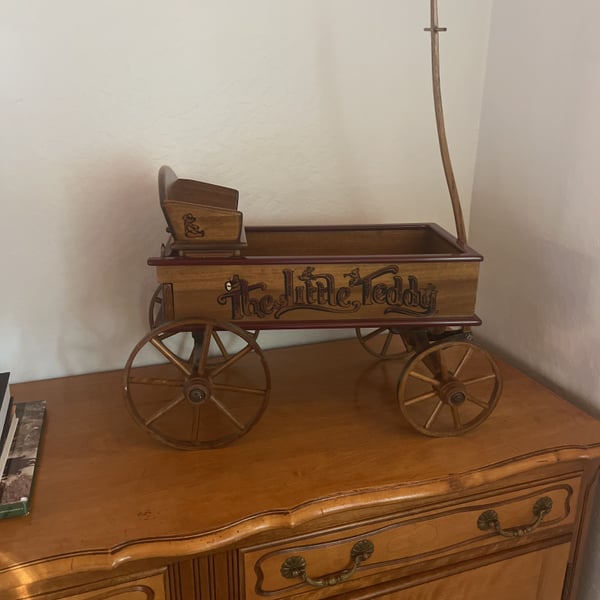 The Little Teddy Hand Crafted 1990 Wood Bear Wagon only 1000 made JP Bartholomew