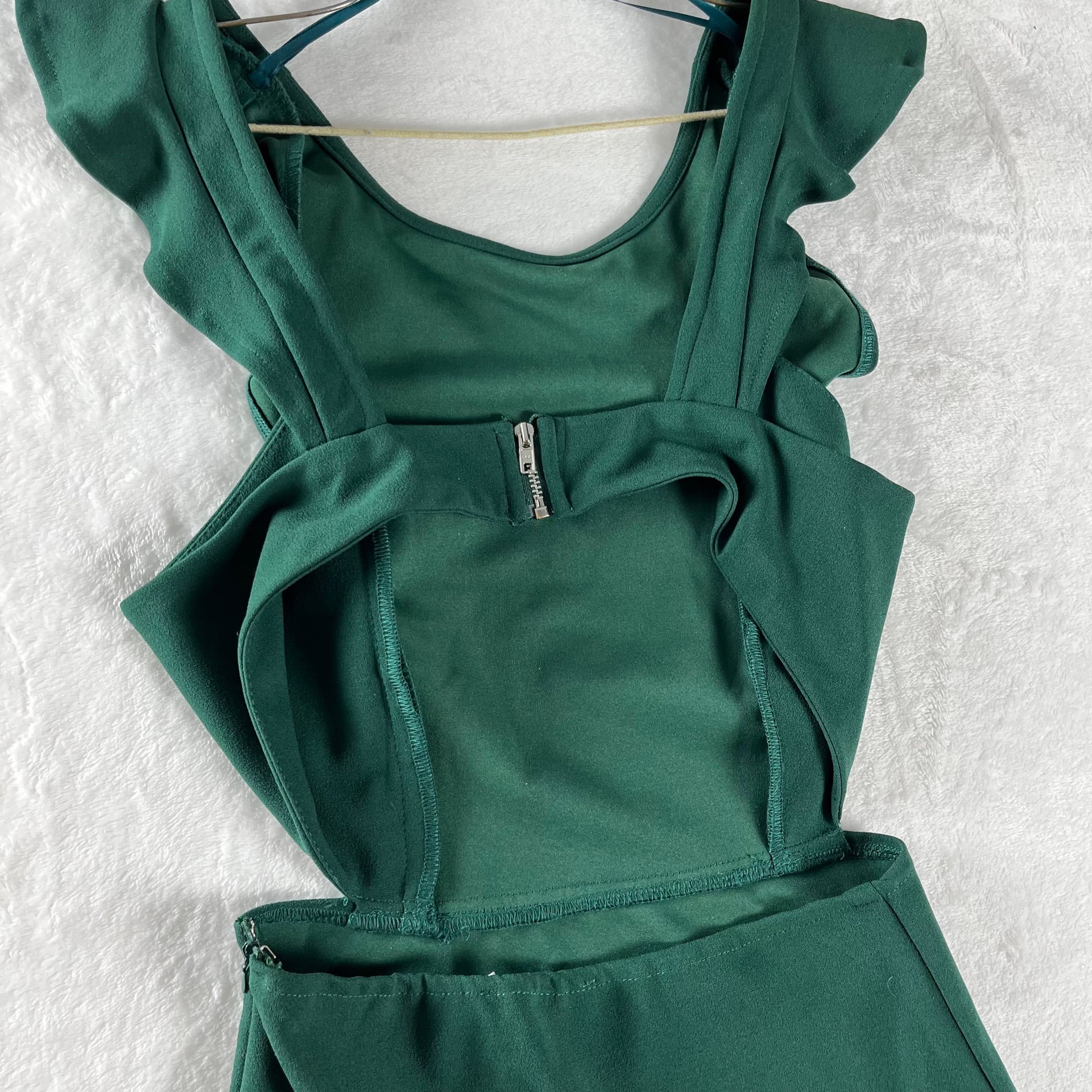 Petal + Pup Yvonne Emerald Ruffle Cutout Hi Lo Mermaid Dress US 4 7