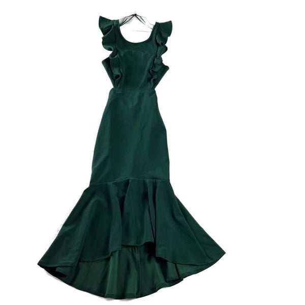 Petal + Pup Yvonne Emerald Ruffle Cutout Hi Lo Mermaid Dress US 4