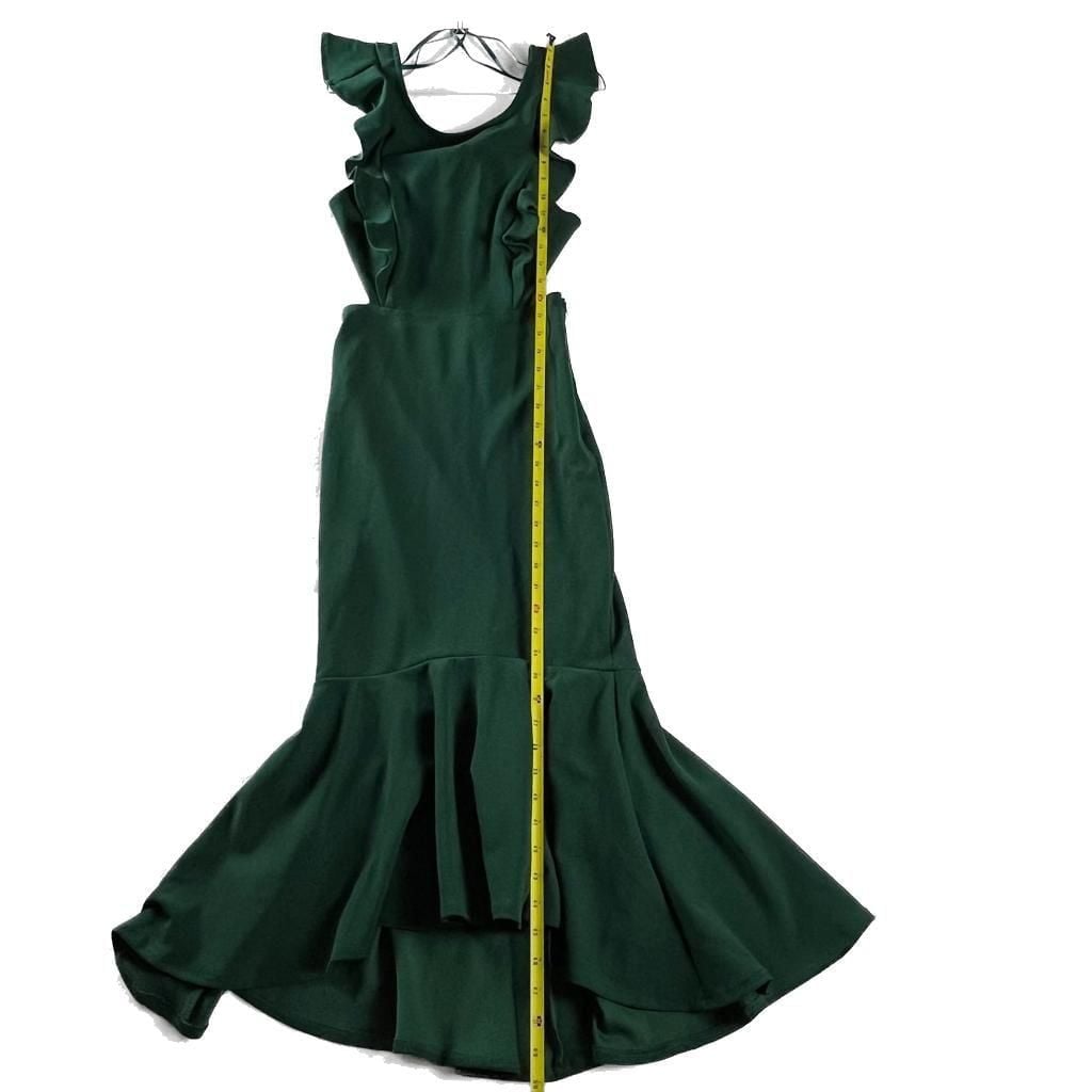Petal + Pup Yvonne Emerald Ruffle Cutout Hi Lo Mermaid Dress US 4 10