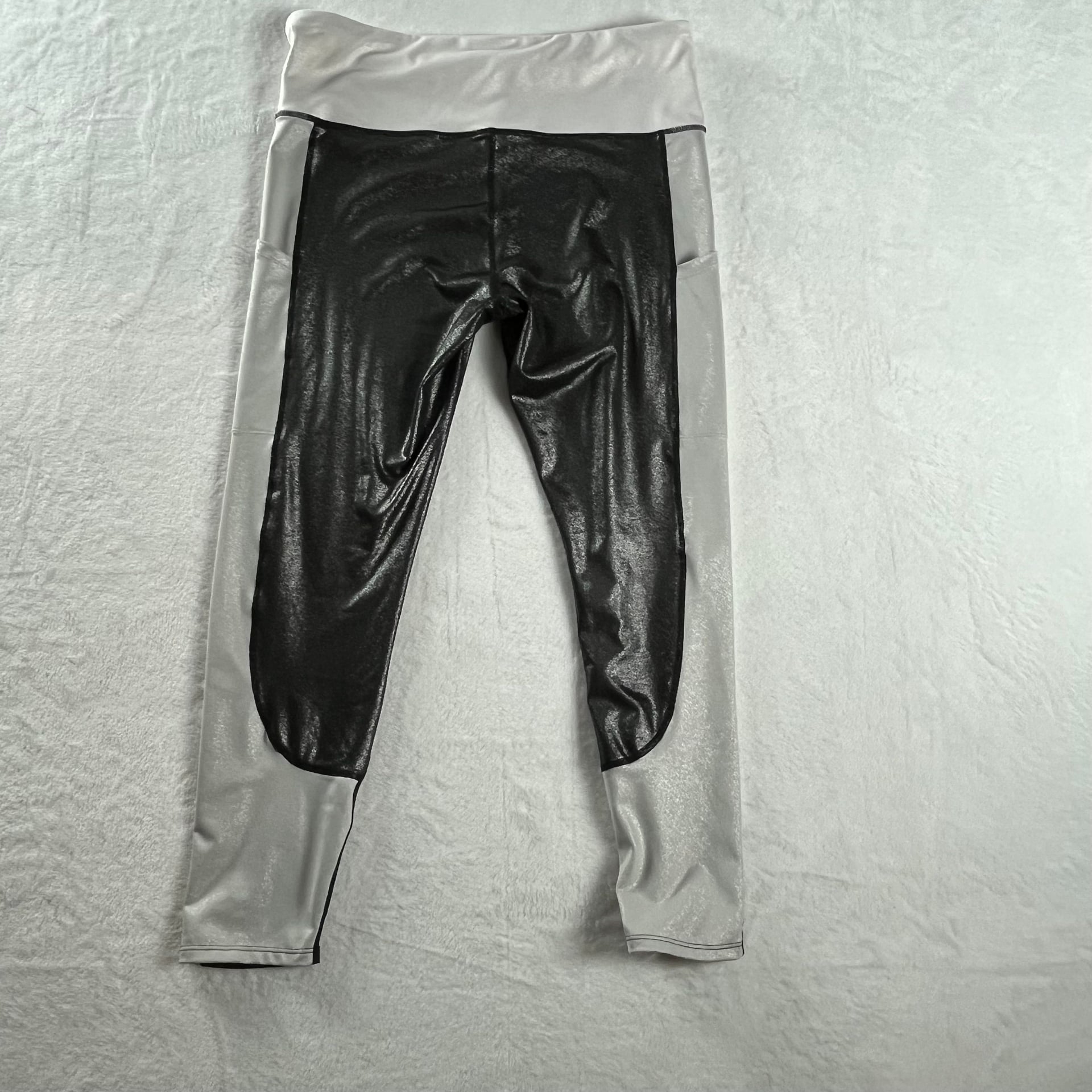 JoyLab Black Silver Metallic Colorblock High Rise Leggings Women’s XL 7
