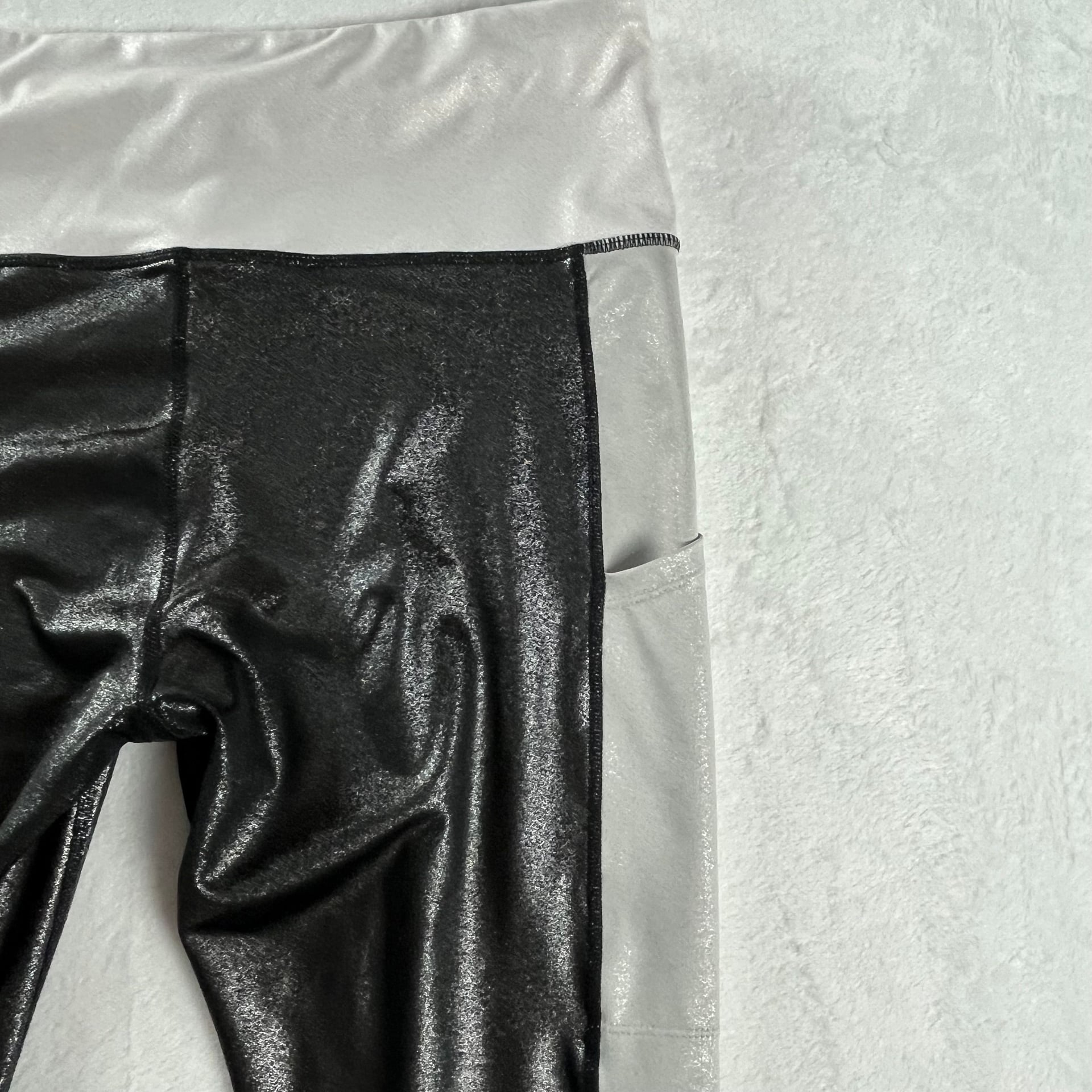 JoyLab Black Silver Metallic Colorblock High Rise Leggings Women’s XL 8