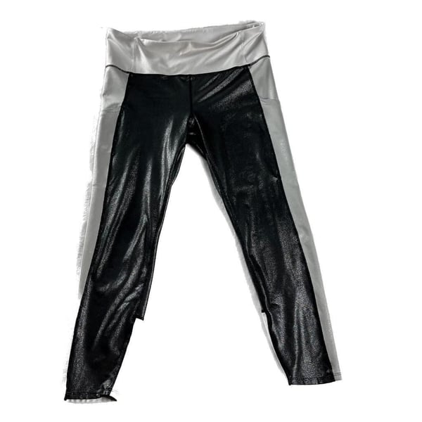 JoyLab Black Silver Metallic Colorblock High Rise Leggings Women’s XL