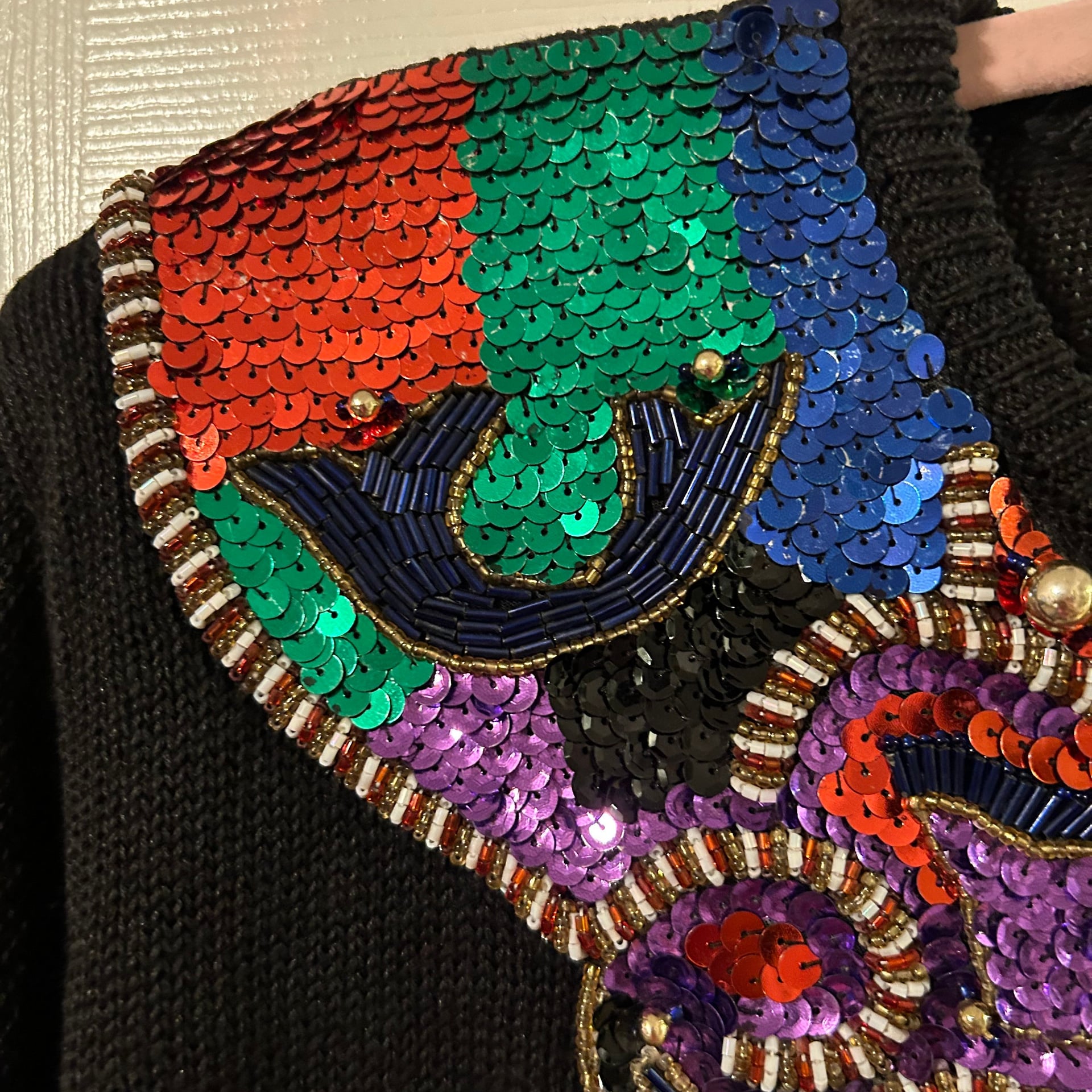 Vintage Victoria Harbour Sequin Beaded Black Knit Sweater Size M 7