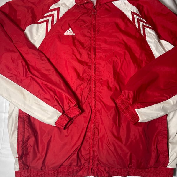 VINTAGE Adidas Full Zip Men's Lightweight Training Jacket XLarge Red White