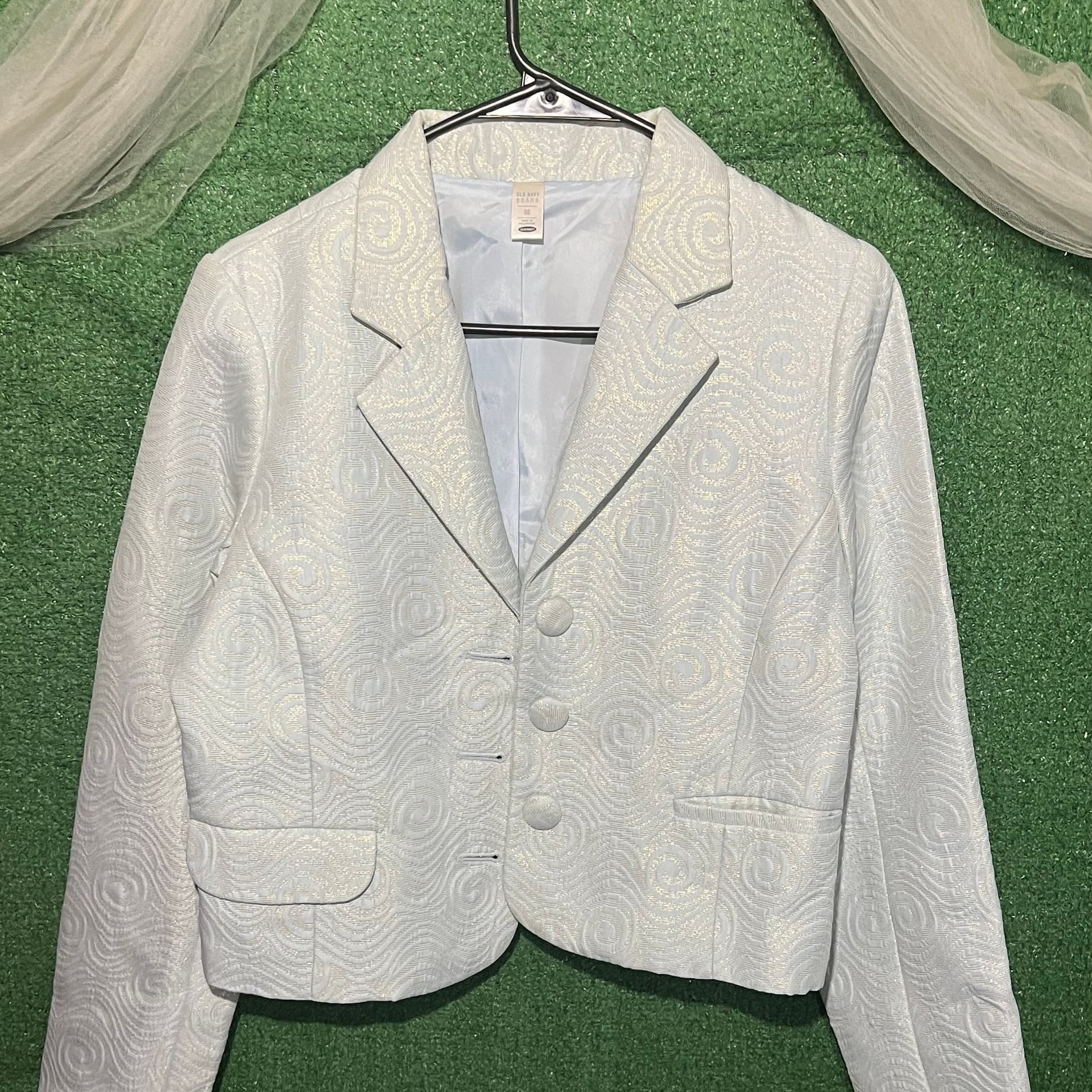 Old Navy Ivory Swirls Jacquard Blazer 2