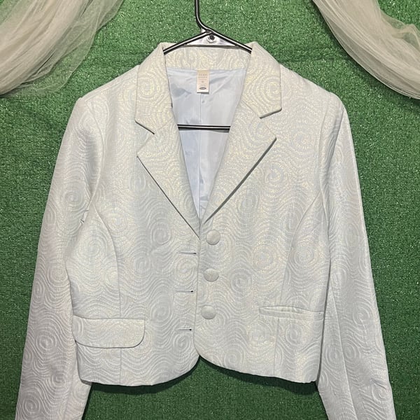 Old Navy Ivory Swirls Jacquard Blazer