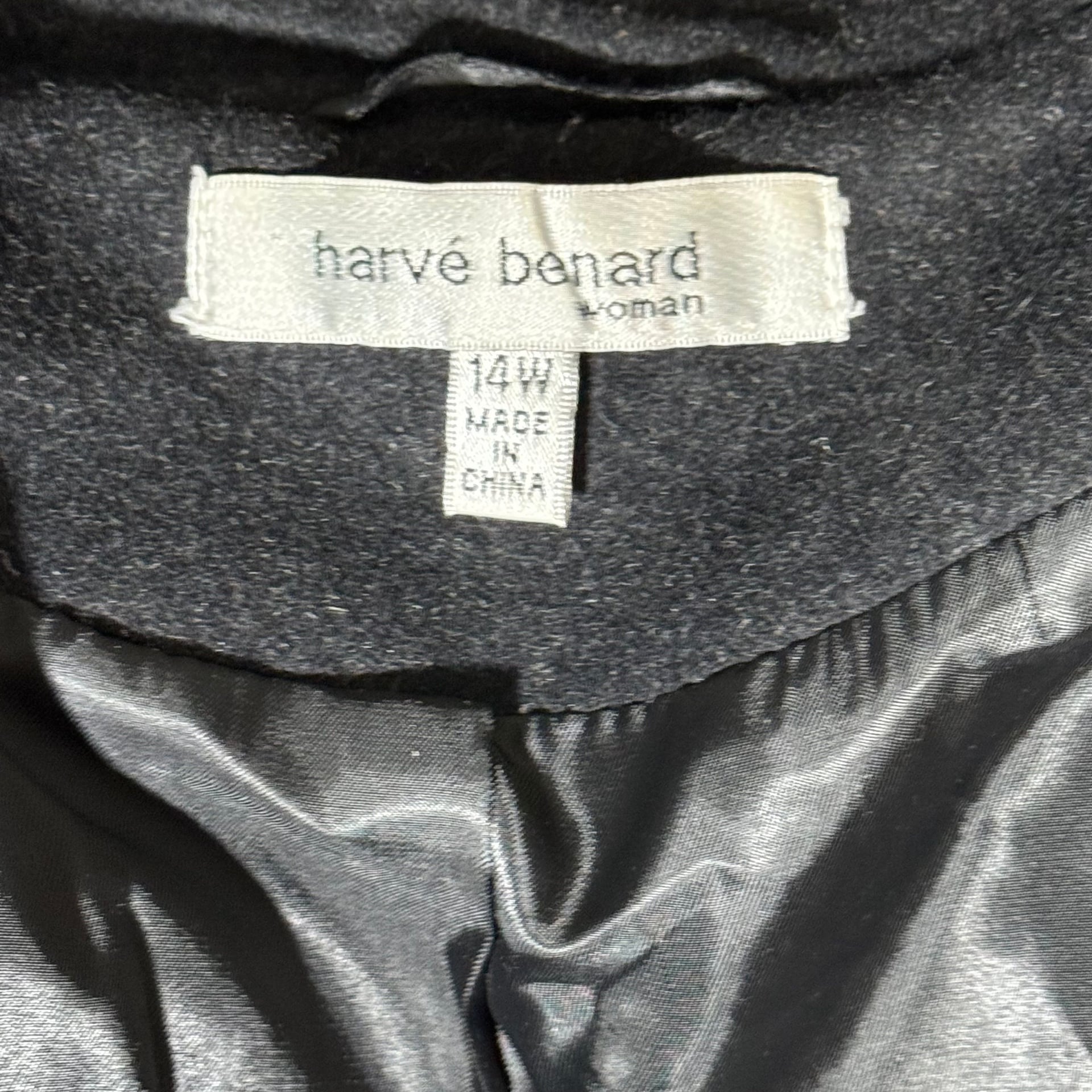Harve Benard Woman Charcoal Wool Blend Long Lined Coat Women’s 14W 7