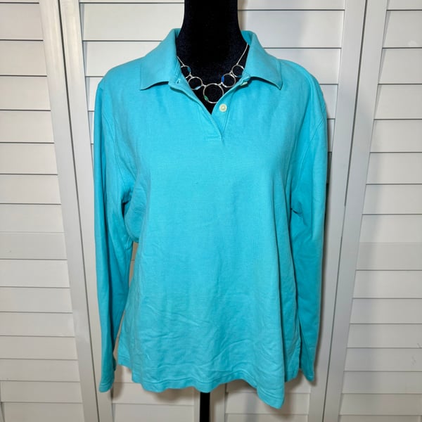 Lands' End Women's Long Sleeve Interlock Polo Shirt