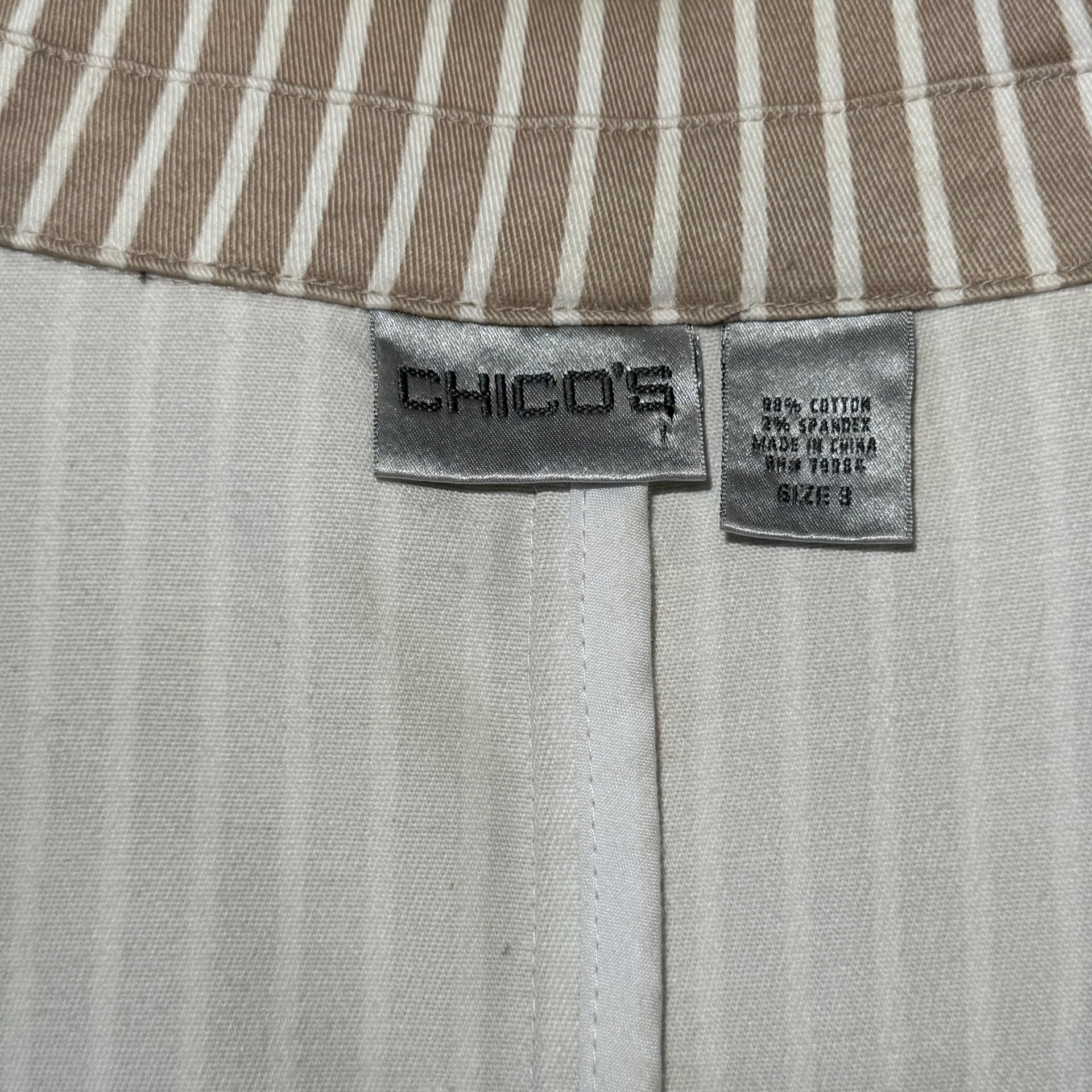 Chico's Khaki & White Striped Long Sleeve Blazer XL (Size 3) 3