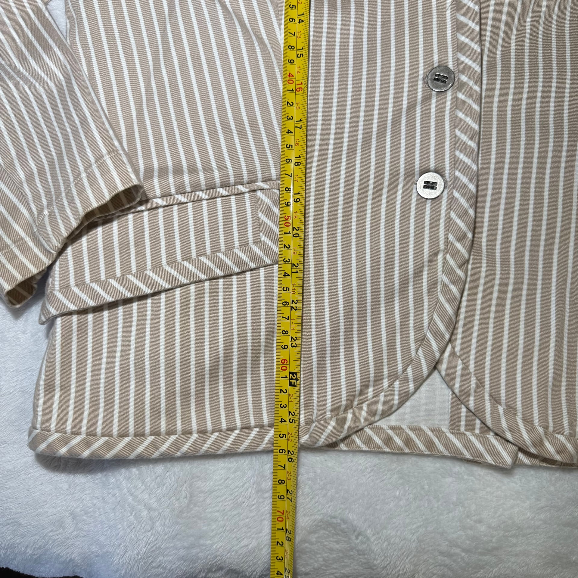 Chico's Khaki & White Striped Long Sleeve Blazer XL (Size 3) 5