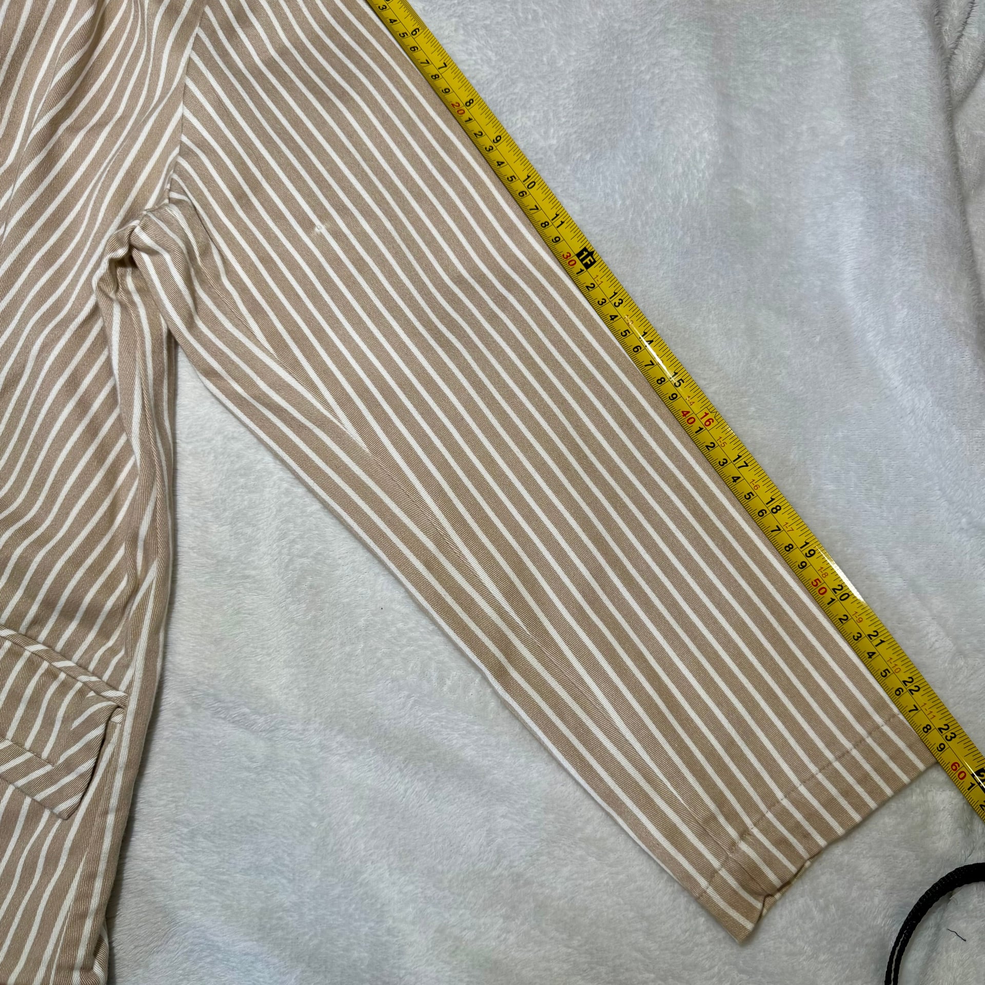Chico's Khaki & White Striped Long Sleeve Blazer XL (Size 3) 6