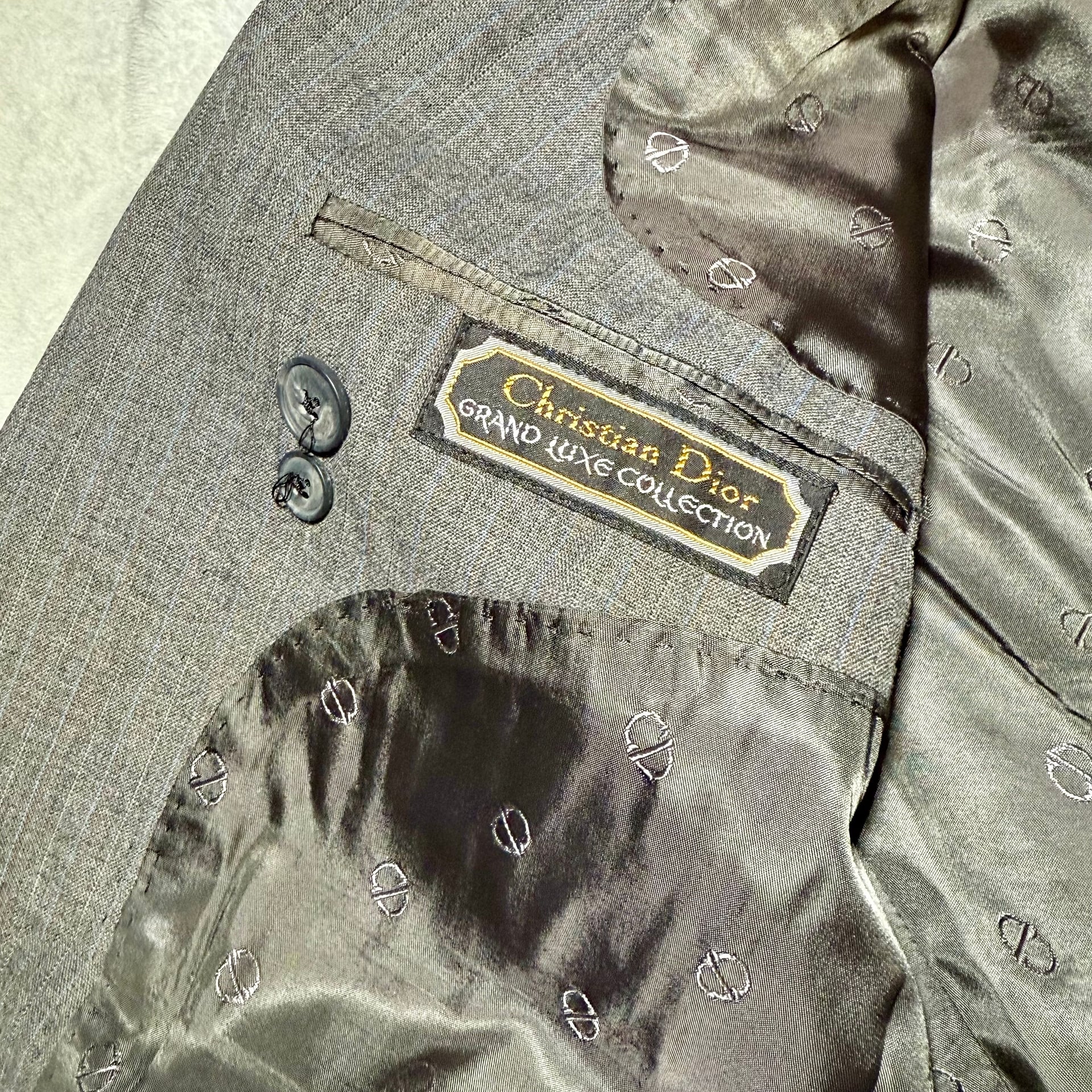 Christian Dior Grand Luxe Collection Gray Striped Blazer Jacket 46L 7
