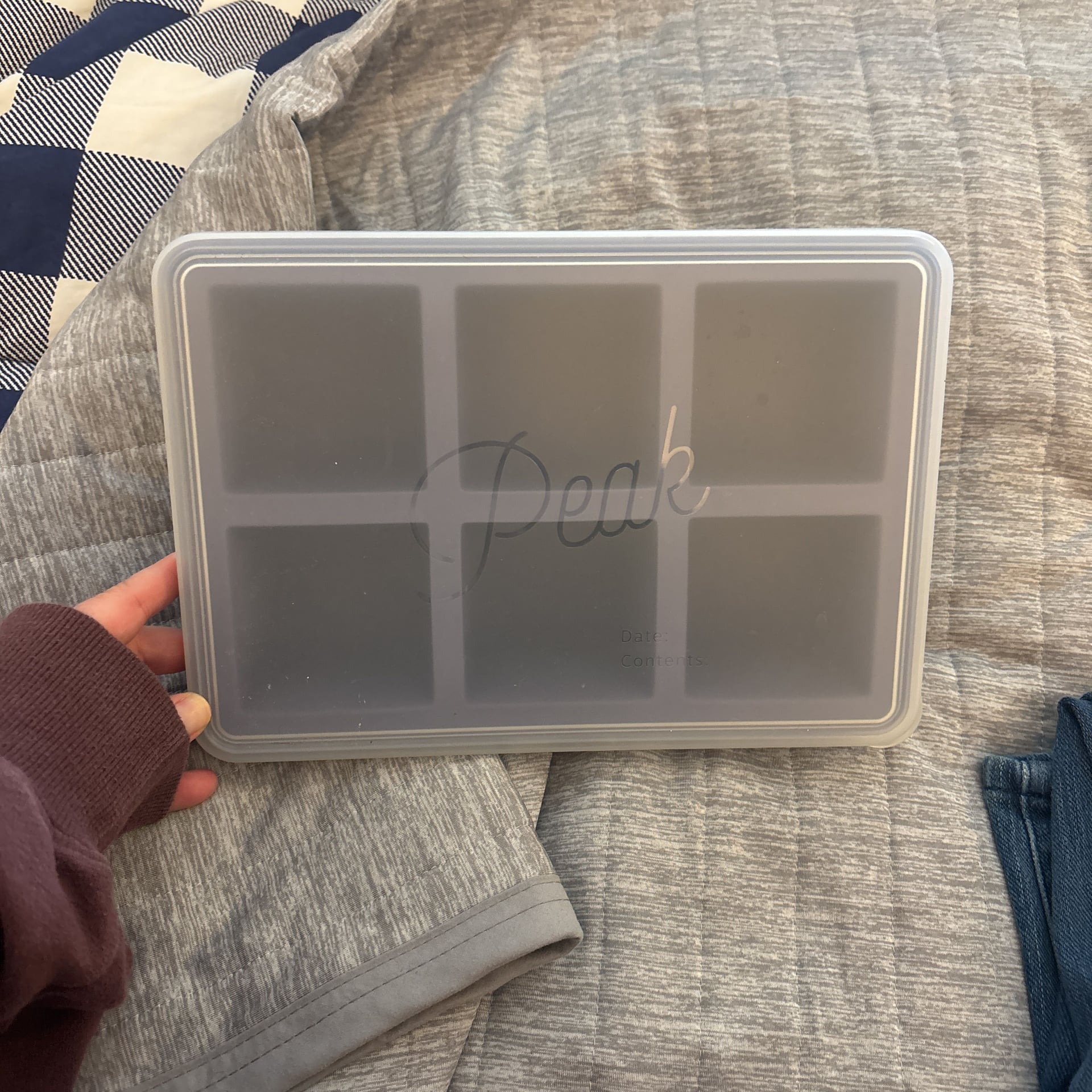W&P Cubes Silicone Freezer Tray with Lid, Blue, Makes 6 Perfect 1-Cup Portions 1