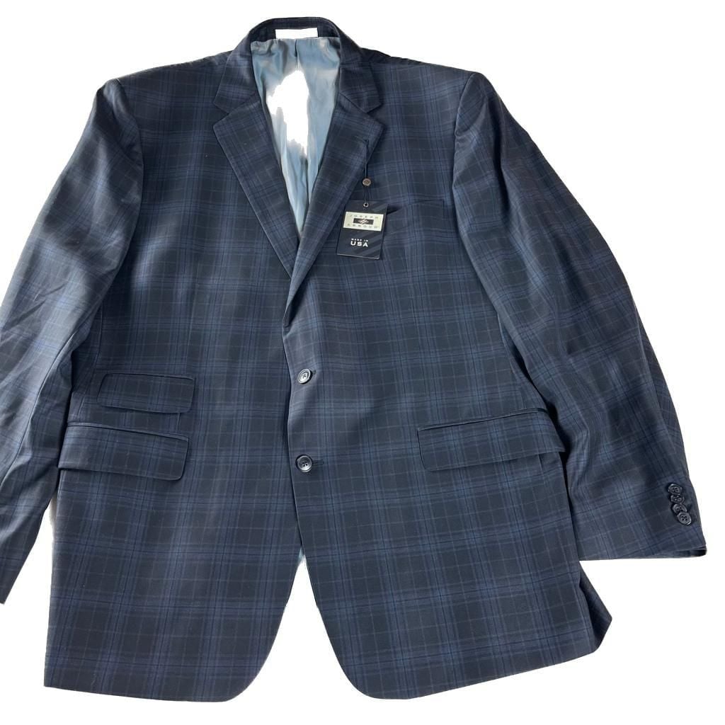 Joseph Abboud navy plaid wool suit 2-button jacket & pants 54L/43L NWT 2