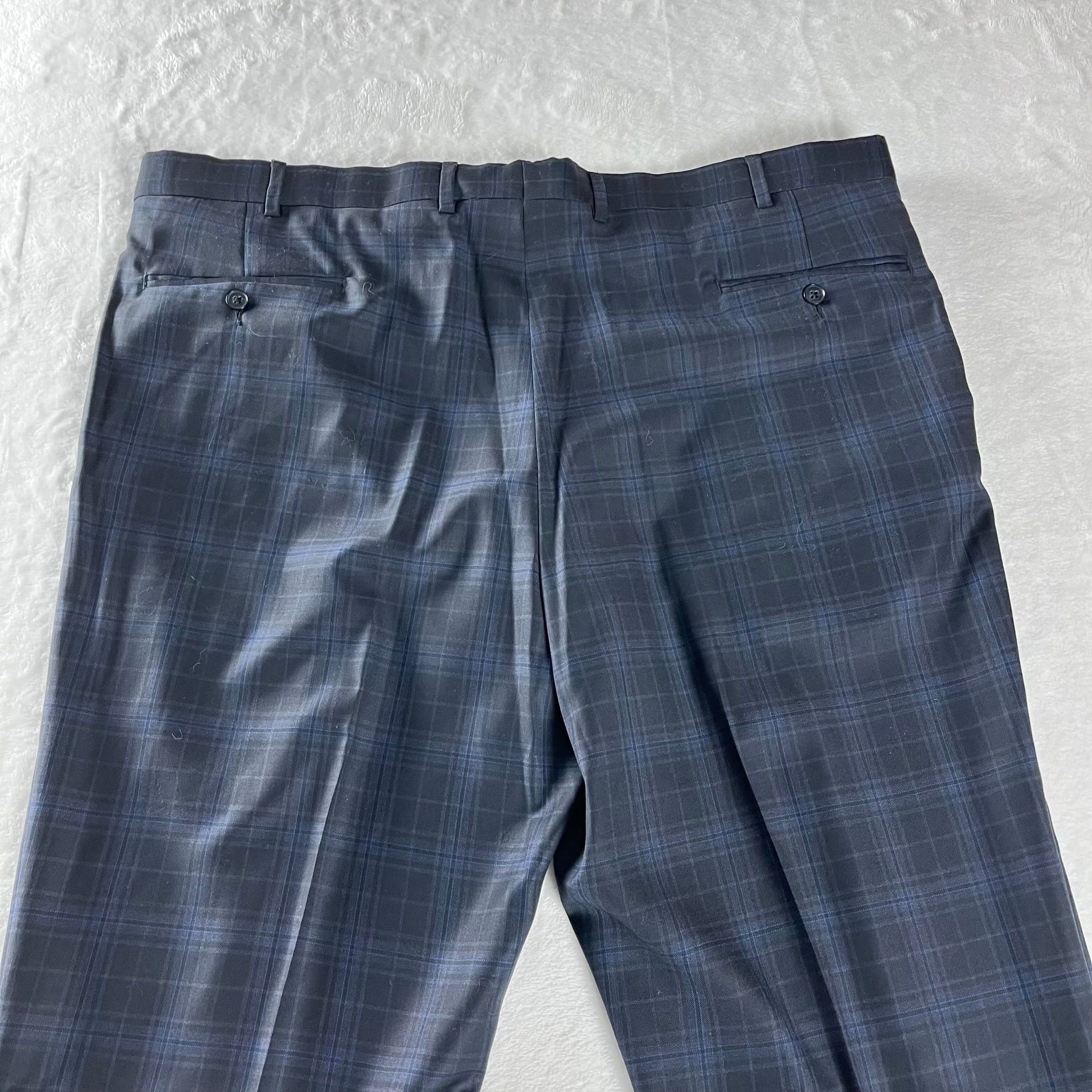 Joseph Abboud navy plaid wool suit 2-button jacket & pants 54L/43L NWT 8