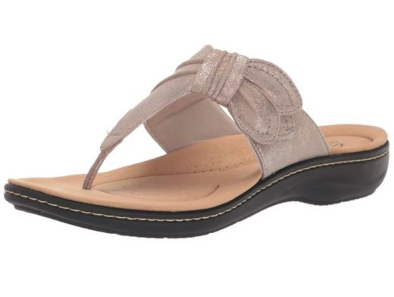 Clarks Laurieann Rae Flat Sandals Women's 12 Wide Gold Comfort Thong Shoes NIB 2