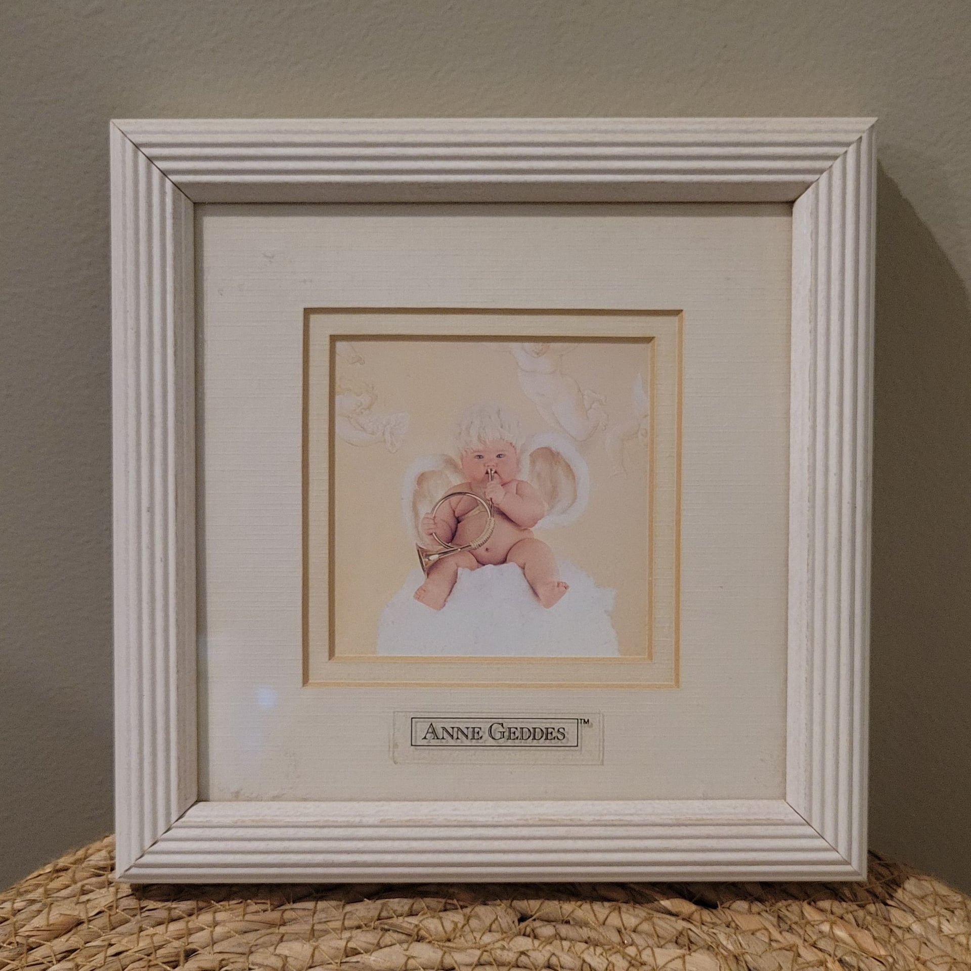 Ann Geddes 7"×7" framed/matted vintage 1996 Cherub Baby picture 1