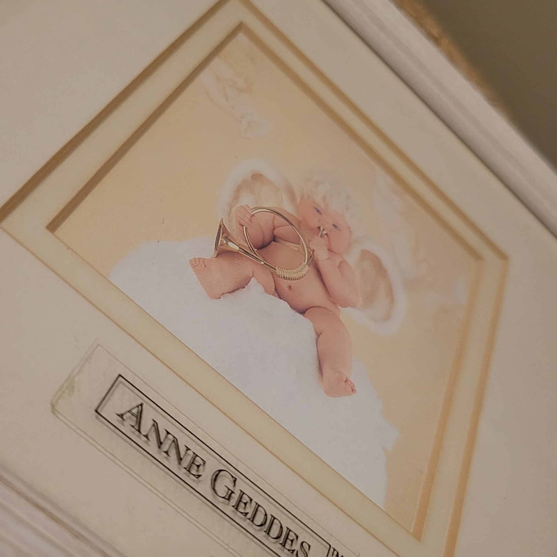 Ann Geddes 7"×7" framed/matted vintage 1996 Cherub Baby picture 2