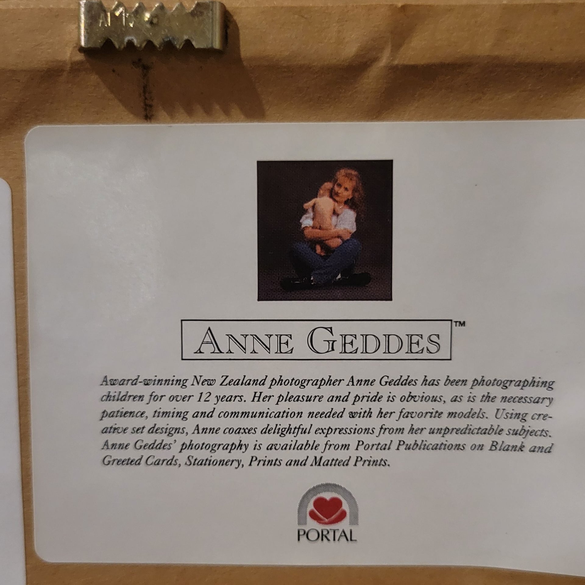 Ann Geddes 7"×7" framed/matted vintage 1996 Cherub Baby picture 3