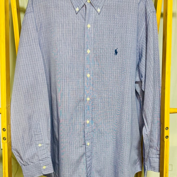 Ralph Lauren Polo Button Down Blue Long Sleeve Yarmouth Cotton 16 1/2 34