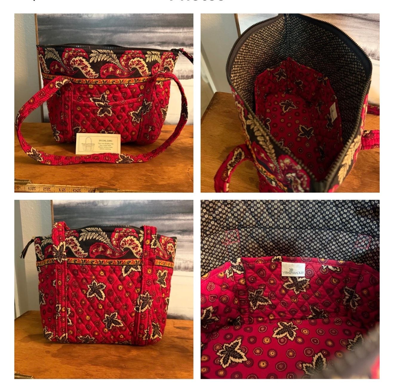 Vera Bradley Red Coin Maple Leaf Villager Shoulder Bag 2