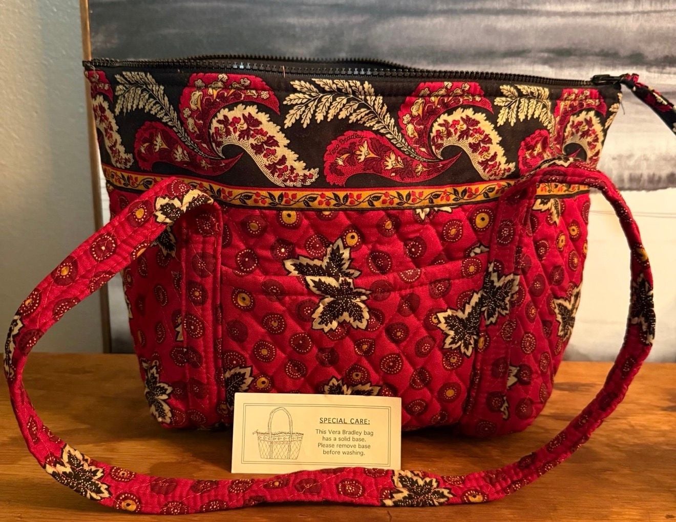 Vera Bradley Red Coin Maple Leaf Villager Shoulder Bag 3
