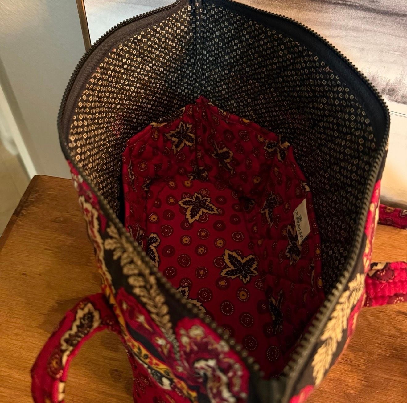 Vera Bradley Red Coin Maple Leaf Villager Shoulder Bag 4