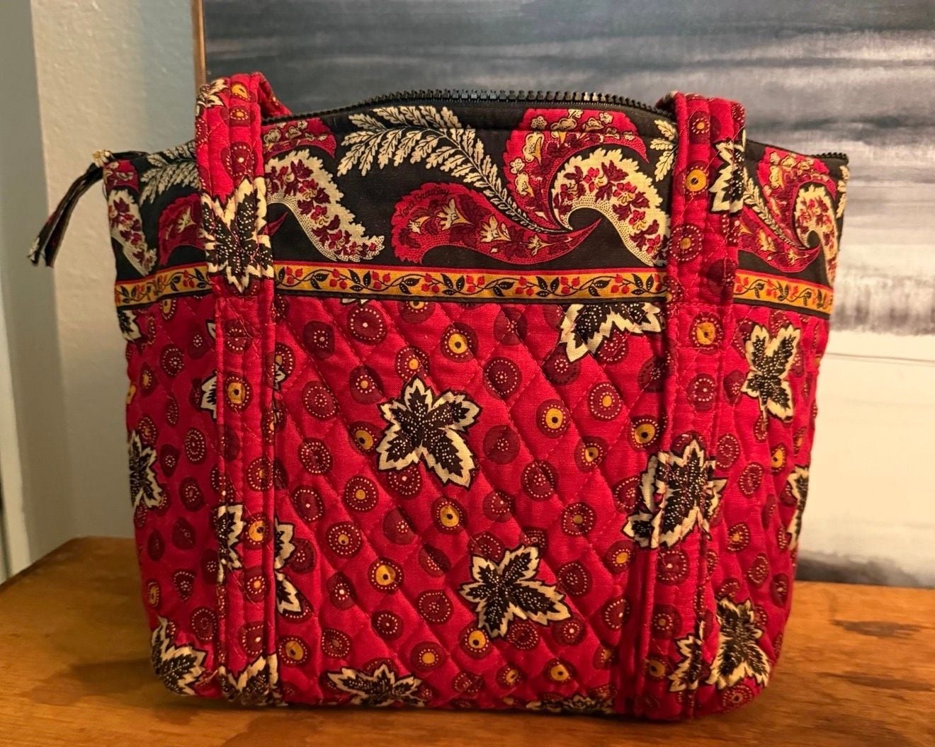 Vera Bradley Red Coin Maple Leaf Villager Shoulder Bag 5