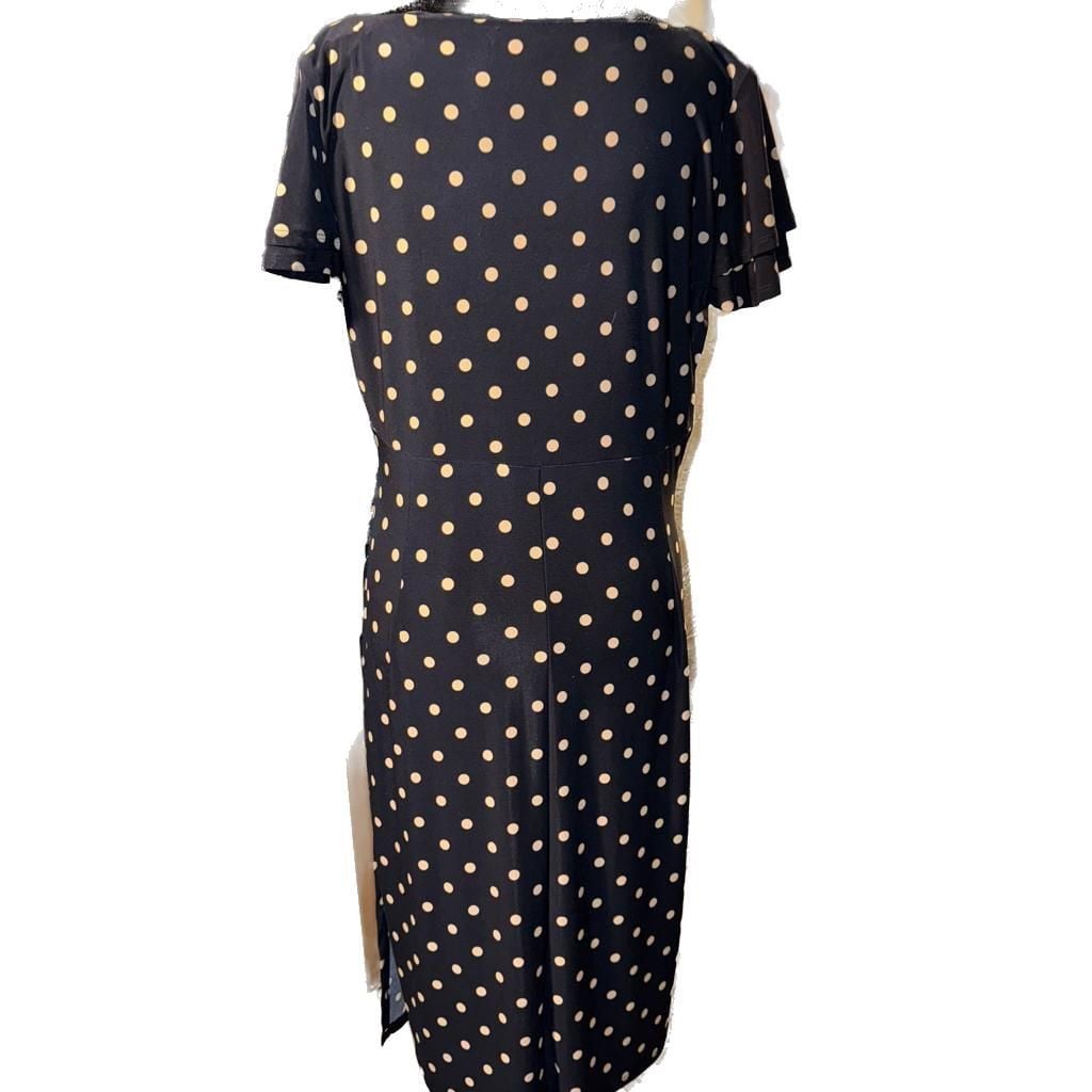 RALPH LAUREN Black Brown Polka Dot Cowl Neck Ruched Waist Dress ~ 6 M3020 4