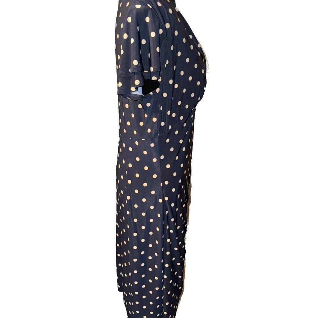 RALPH LAUREN Black Brown Polka Dot Cowl Neck Ruched Waist Dress ~ 6 M3020 5
