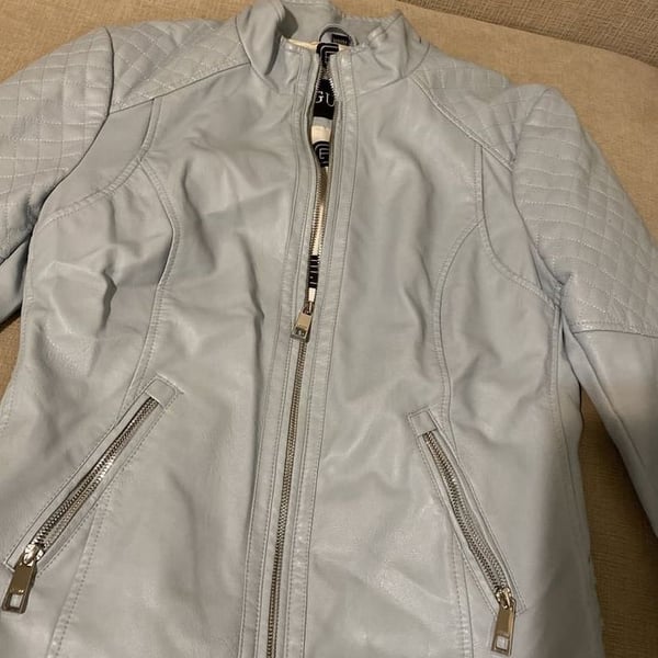 Woman’s Guess Baby Blue Leather Jacket Medium