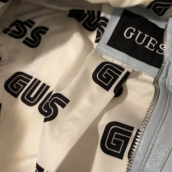 Woman’s Guess Baby Blue Leather Jacket Medium 8