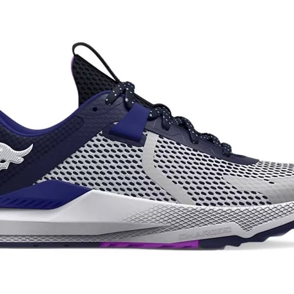 Under Armour Project Rock BSR 2 Training Shoes Grey Navy Mens 8