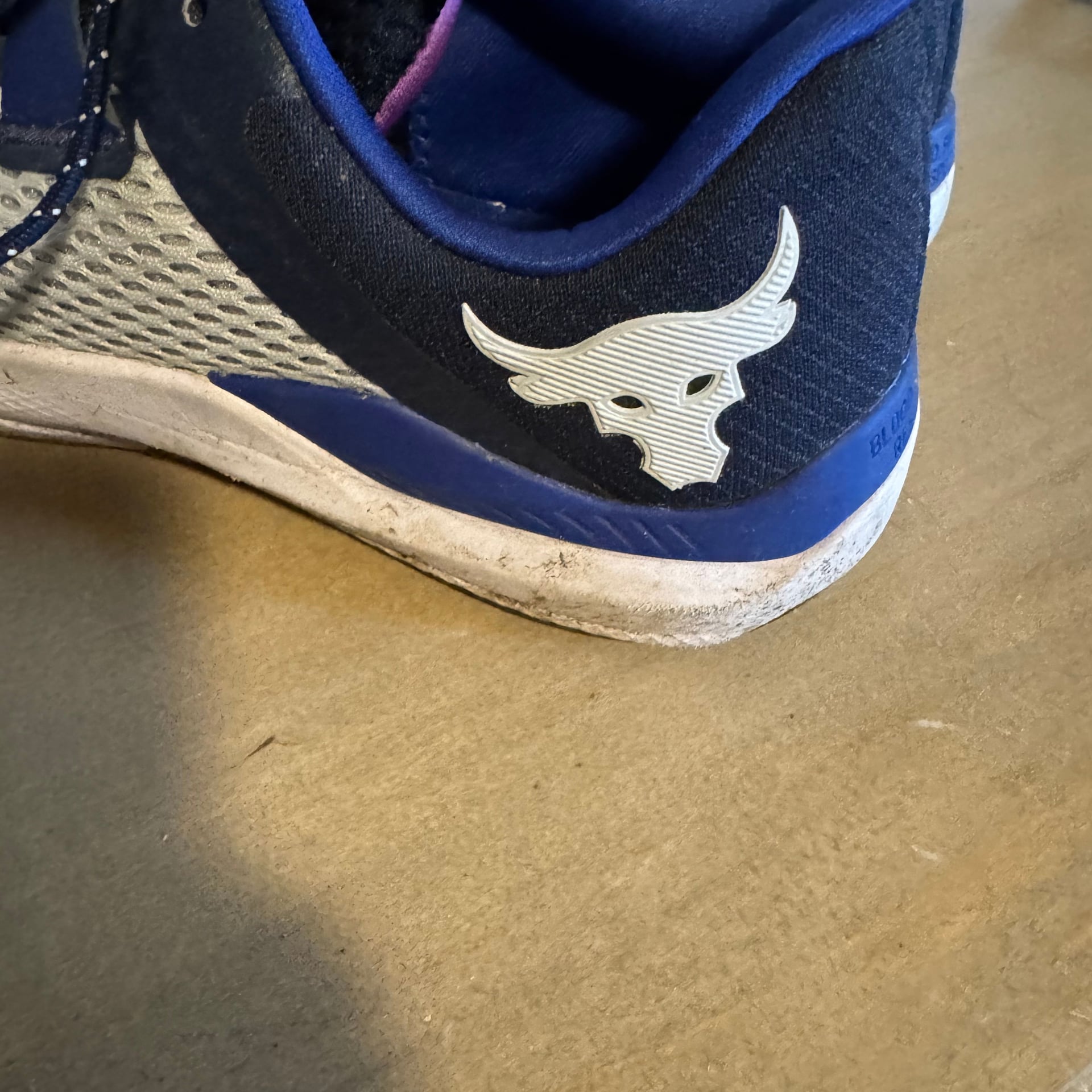 Under Armour Project Rock BSR 2 Training Shoes Grey Navy Mens 8 5